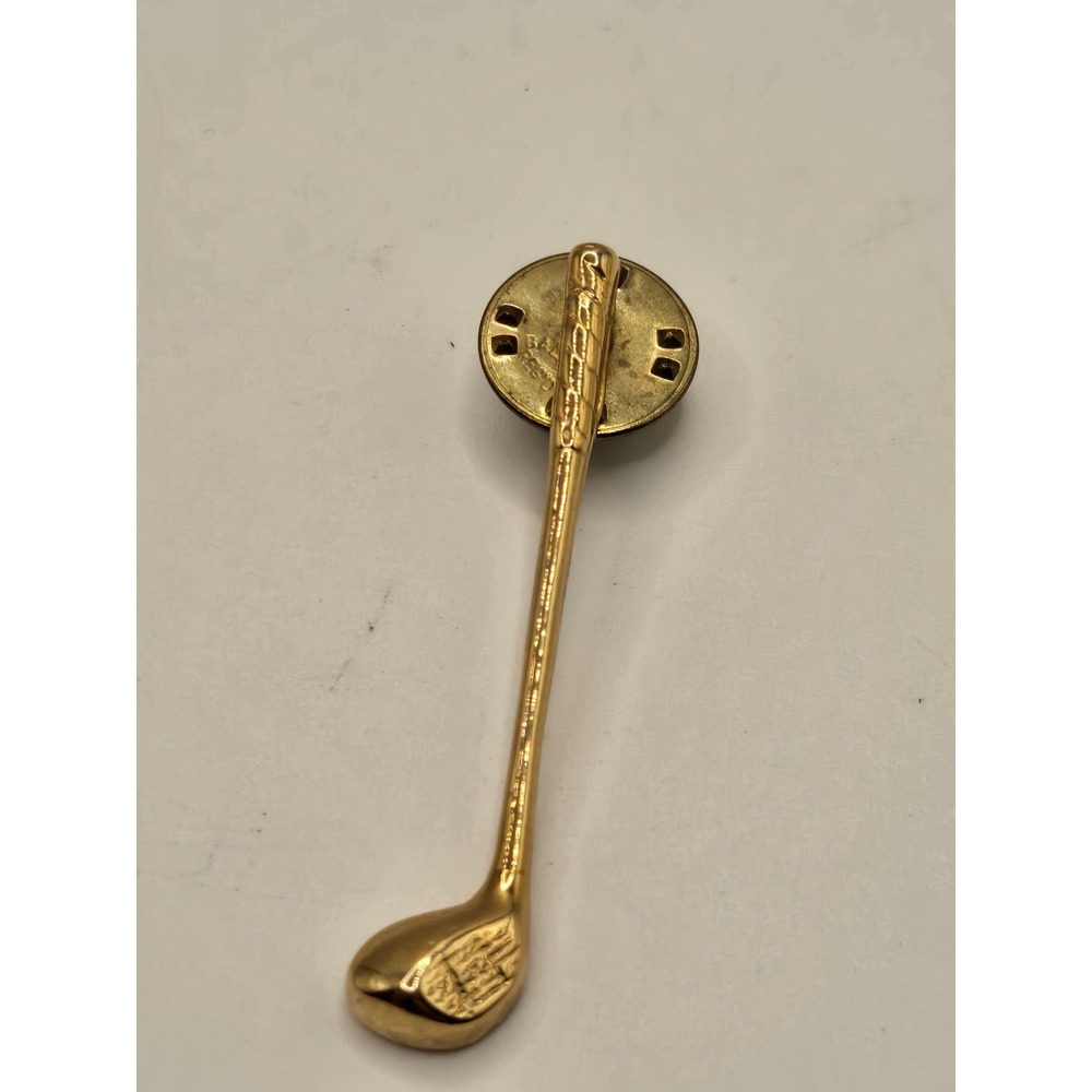 Vintage Ballou Gold Tone Golf Club Lapel Pin Sports Tie Tack Accessory